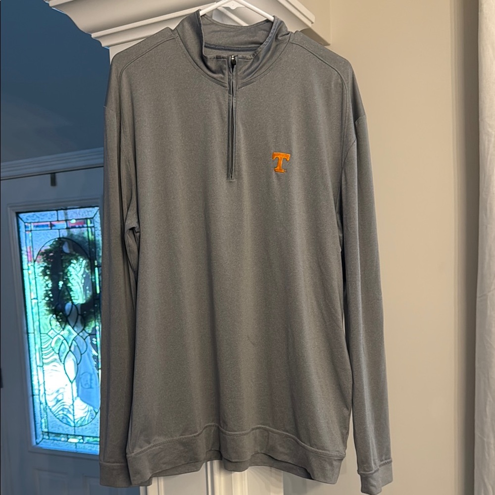 Gray Quarter-Zip Pullover with UT (Tennessee) Logo Johnnie-O